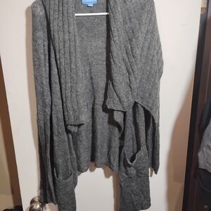 Charcoal Open Front Cardigan
